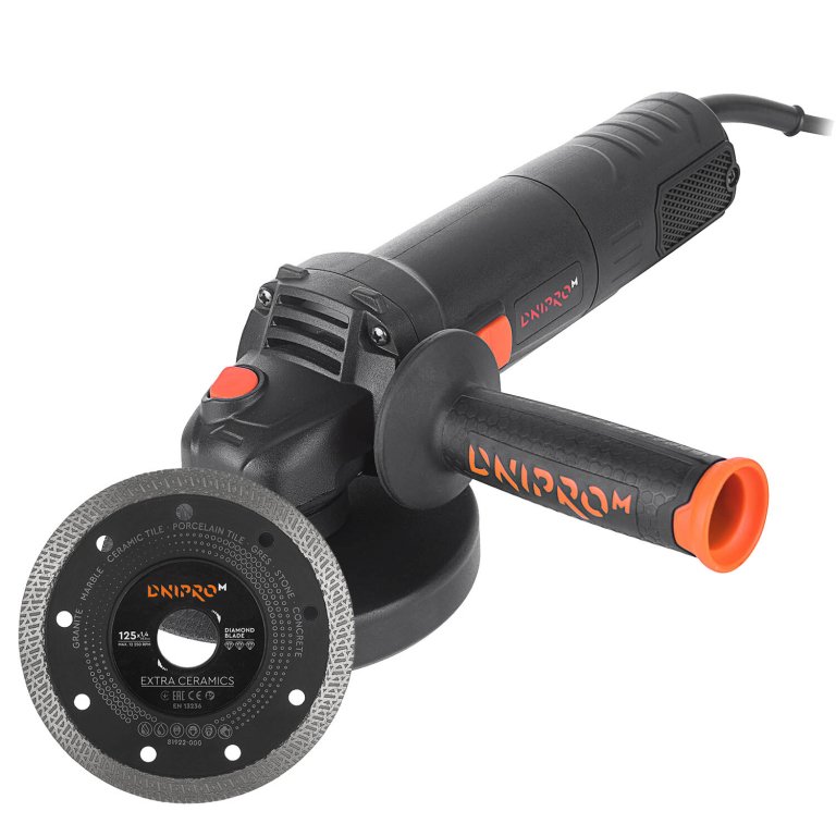 Шліфмашина кутова Dnipro-M GS-140SE (2021) + Алмазний диск Extra-Ceramics 125 мм